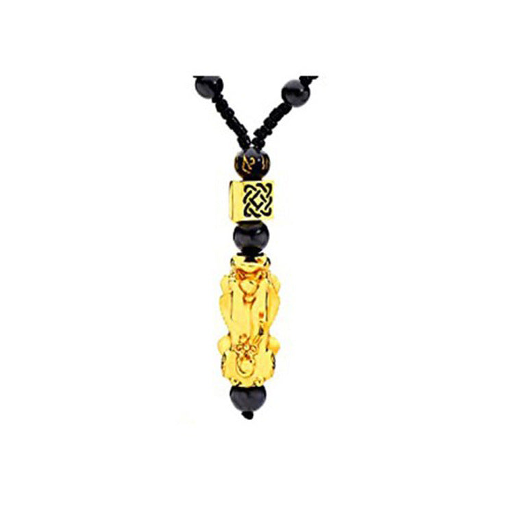 Imitation Obsidian Lucky Pixiu Necklace