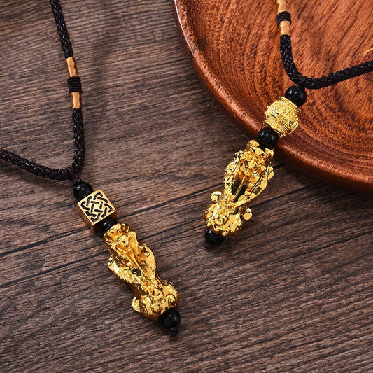 Imitation Obsidian Lucky Pixiu Necklace