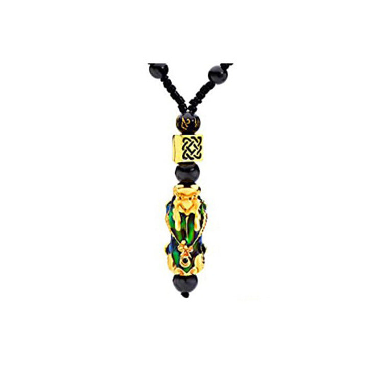 Imitation Obsidian Lucky Pixiu Necklace